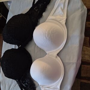 Elegant Black (SMART & SEXY) and White Bra (MAIDENFORM) both straples